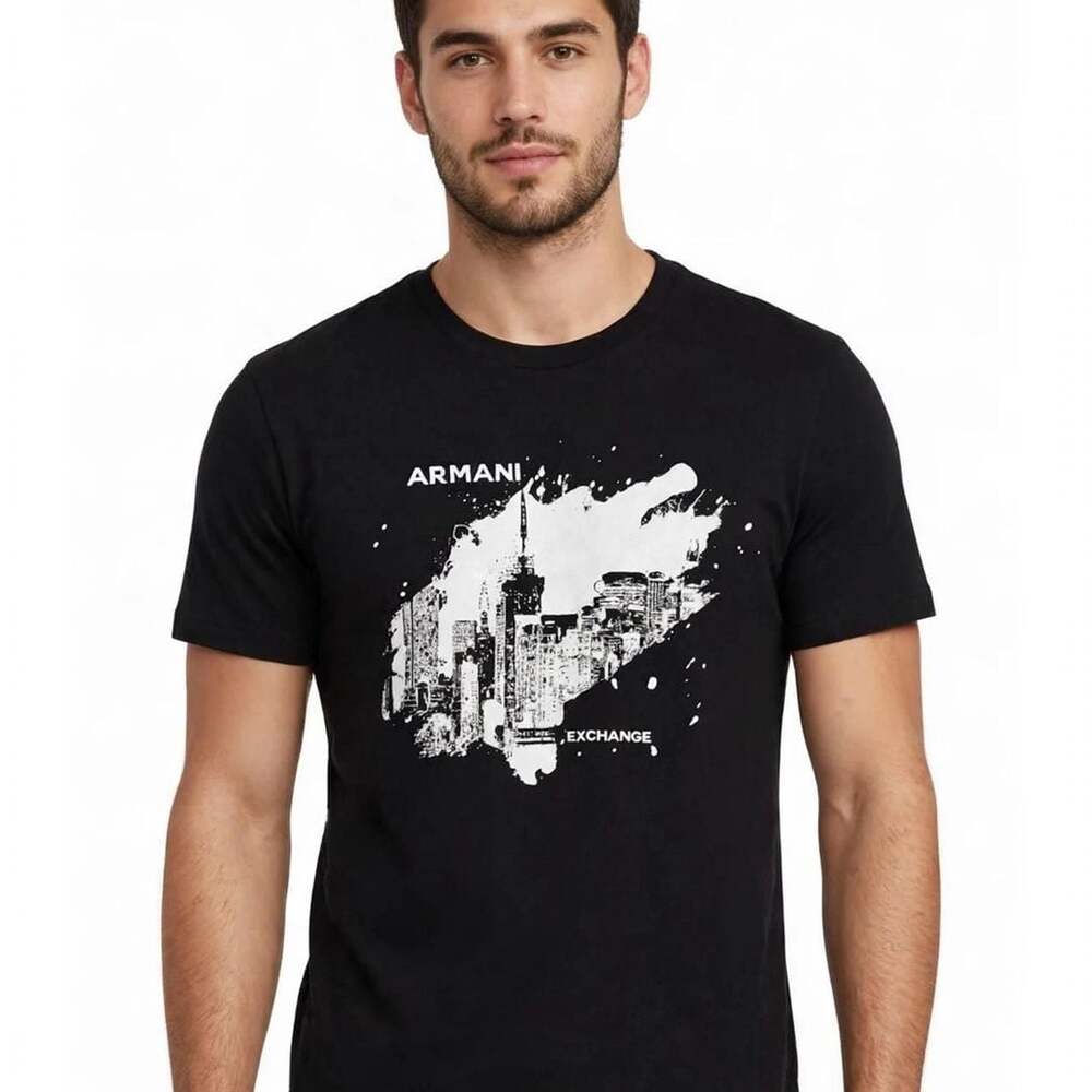 Armani Exchange Black Skyline Graphic T-Shirt Size XL EUC